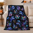 thumbnail image 1 of Magical Dolphins Pearls Swimming Among, Playful Coastal Landscape Scene, Warm Flannel Blanket for Beach House and Living Room, Beach Lovers Valentine's Day Gift, Coastal Home Decor, 1 of 9