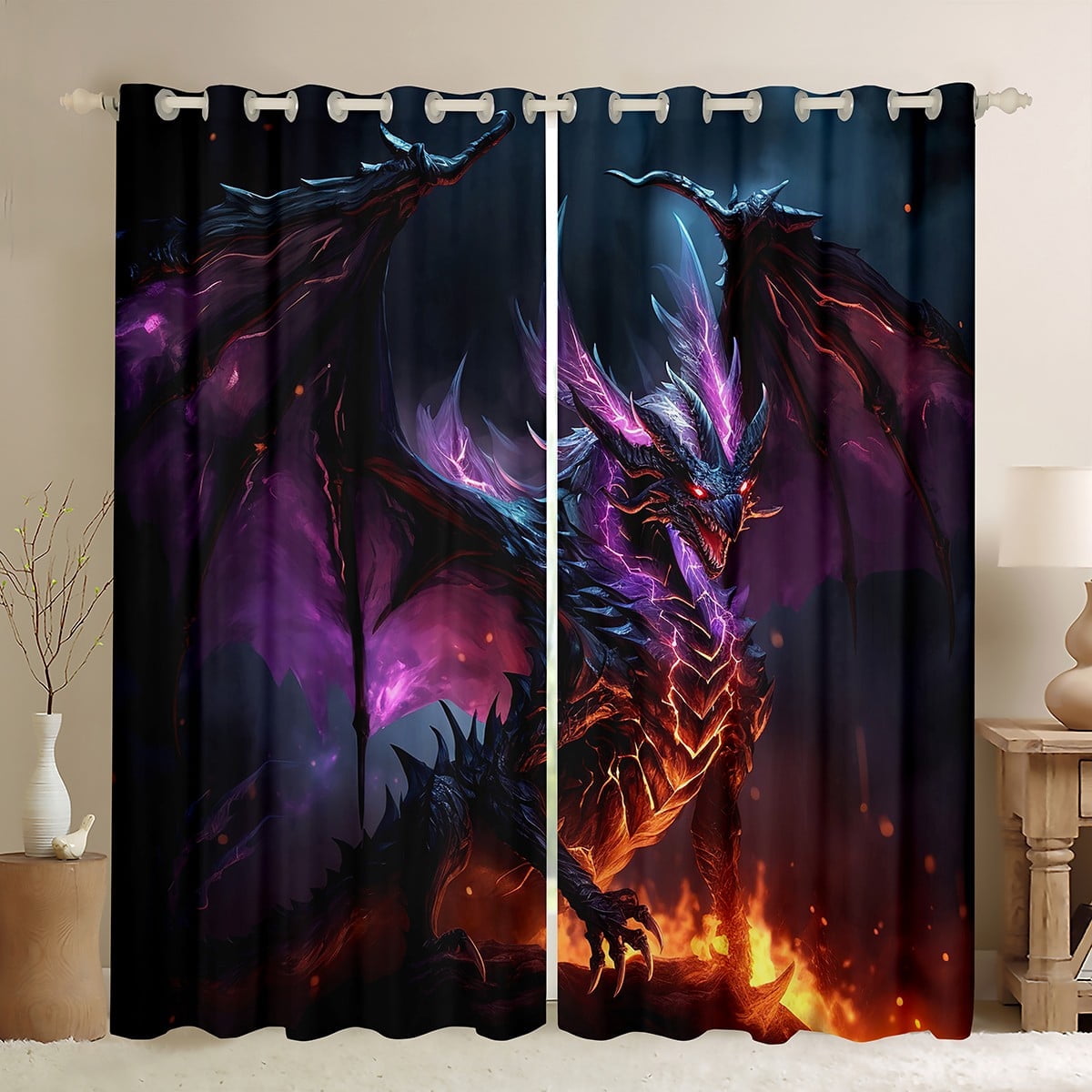 Dragon Curtains Double Dragon – Twilight | Upholstery Fabric