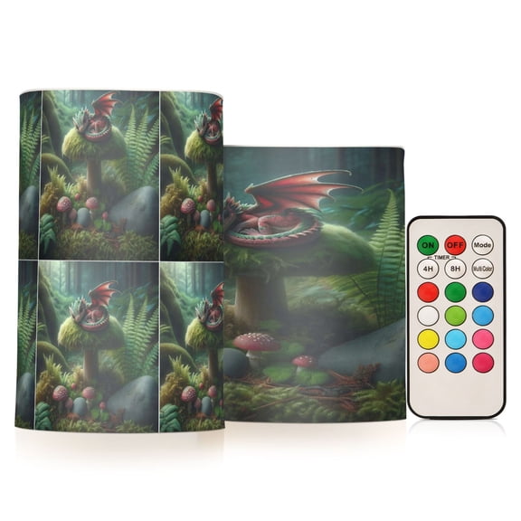 Magical Dragon Flickering Flameless Candles Battery Operated with Remote Timer LED Pillar Candles Set of 2