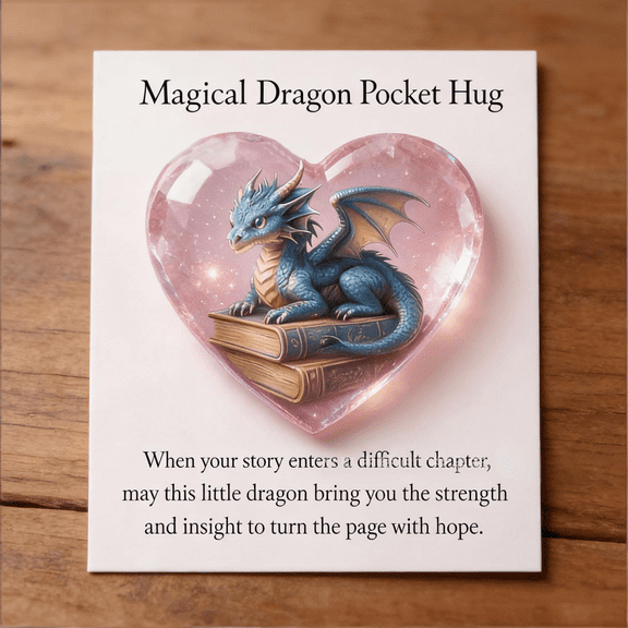 Magical Dragon & Horse Pocket Hug Heart Card, 2D Flat Acrylic Inspirational Keepsake, Encouragement Gift for Loved Ones, Good Luck & Strength Greeting Card