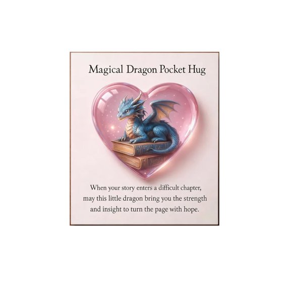 Magical Dragon Pocket Hug Gift Card - Heart-Shaped - Magical Dragon Themed Pocket Hug Encouragement Collection Gifts - Gifts for Friends Family Women Men