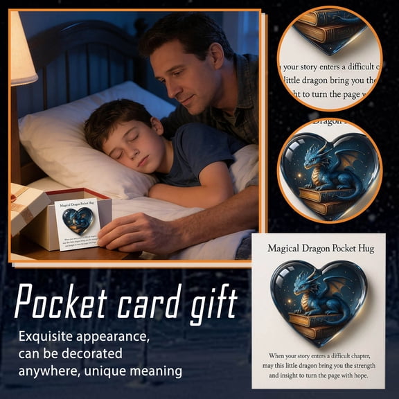 Magical Dragon Pocket Hug Heart - Shaped Pocket Gift With Card, 1 Card Included, Dragon Themed Pocket Hug For Collectors & Enthusiasts