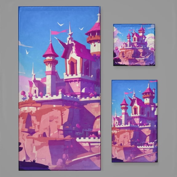 Magical Dreamy Castle (100) Bath Towel Sets For Bathroom Hand Towels Fingertip Towels 3 Piece Soft Absorbent For Bathroom Kitchen Hotel Beach