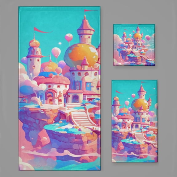 Magical Dreamy Castle (103) Bath Towel Sets For Bathroom Hand Towels Fingertip Towels 3 Piece Soft Absorbent For Bathroom Kitchen Hotel Beach