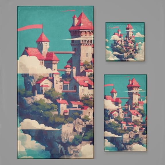 Magical Dreamy Castle (2) Bath Towel Sets For Bathroom Hand Towels Fingertip Towels 3 Piece Soft Absorbent For Bathroom Kitchen Hotel Beach