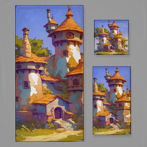 Magical Dreamy Castle (21) Bath Towel Sets For Bathroom Hand Towels Fingertip Towels 3 Piece Soft Absorbent For Bathroom Kitchen Hotel Beach