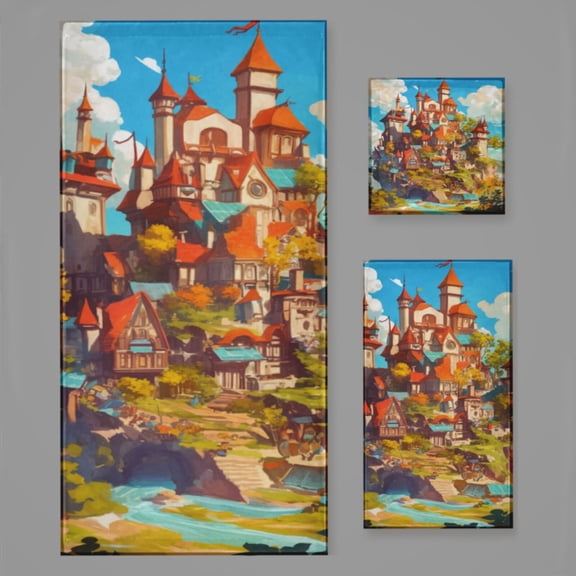 Magical Dreamy Castle (27) Bath Towel Sets For Bathroom Hand Towels Fingertip Towels 3 Piece Soft Absorbent For Bathroom Kitchen Hotel Beach