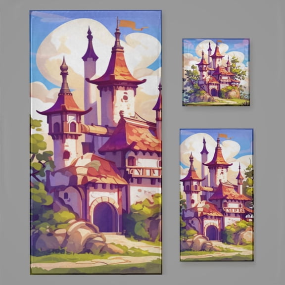 Magical Dreamy Castle (34) Bath Towel Sets For Bathroom Hand Towels Fingertip Towels 3 Piece Soft Absorbent For Bathroom Kitchen Hotel Beach