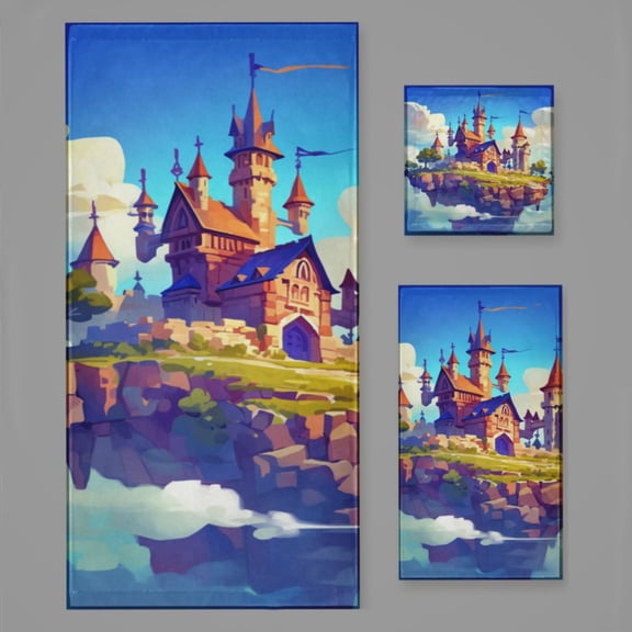 Magical Dreamy Castle (38) Bath Towel Sets For Bathroom Hand Towels Fingertip Towels 3 Piece Soft Absorbent For Bathroom Kitchen Hotel Beach