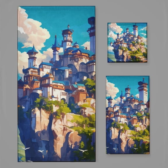 Magical Dreamy Castle (54) Bath Towel Sets For Bathroom Hand Towels Fingertip Towels 3 Piece Soft Absorbent For Bathroom Kitchen Hotel Beach