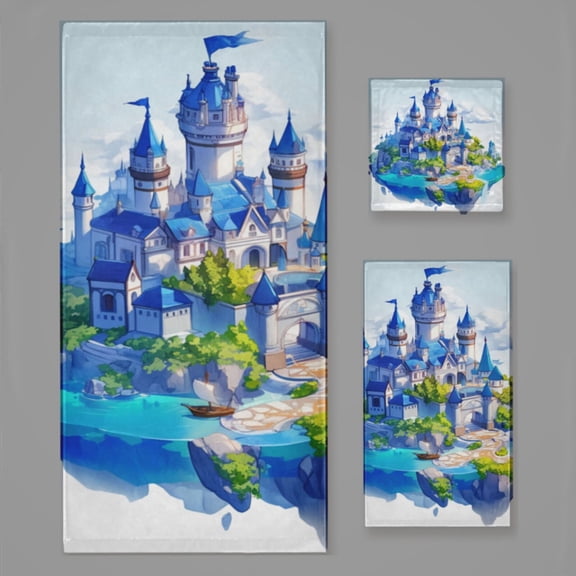 Magical Dreamy Castle (79) Bath Towel Sets For Bathroom Hand Towels Fingertip Towels 3 Piece Soft Absorbent For Bathroom Kitchen Hotel Beach