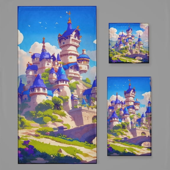 Magical Dreamy Castle (92) Bath Towel Sets For Bathroom Hand Towels Fingertip Towels 3 Piece Soft Absorbent For Bathroom Kitchen Hotel Beach