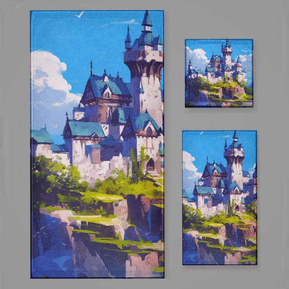 Magical Dreamy Castle (94) Bath Towel Sets For Bathroom Hand Towels Fingertip Towels 3 Piece Soft Absorbent For Bathroom Kitchen Hotel Beach