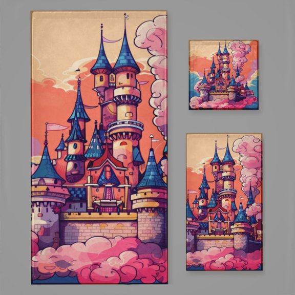 Magical Dreamy Castle (95) Bath Towel Sets For Bathroom Hand Towels Fingertip Towels 3 Piece Soft Absorbent For Bathroom Kitchen Hotel Beach