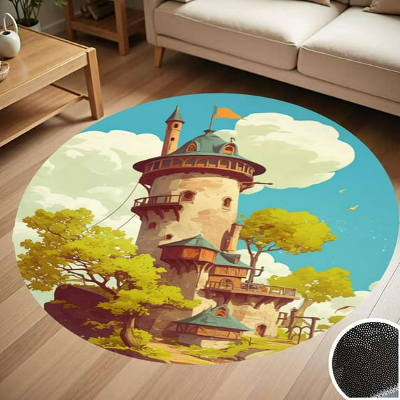 Magical Dreamy Castle Round Carpet Living Room Bedroom Home Decoration Coffee Table Mat Lounge Rug Chair Mats