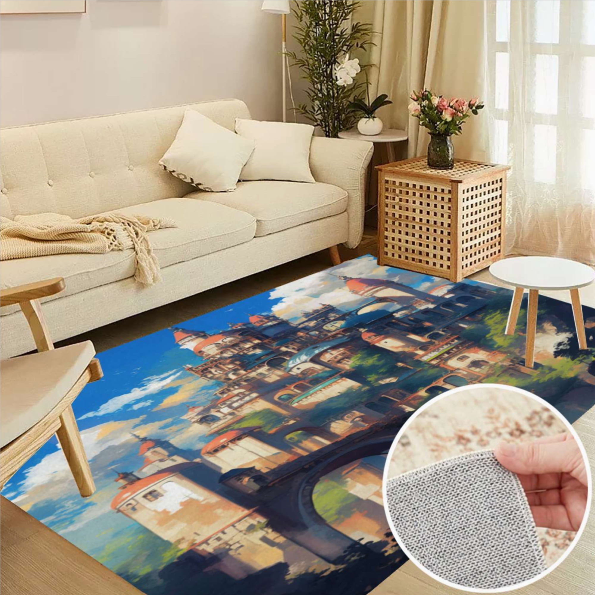 Magical Dreamy Castle Soft Large Area Rugs Washable Rug With Non-Slip ...