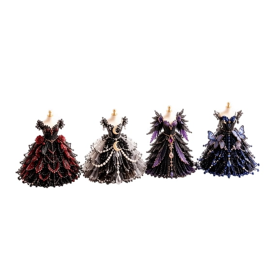 Magical Dress Worlds 3D Beaded DIY Collection Fantasy Dress Craft Kit with Instruction, Gift for Beginners DIY Craft Lovers Princess Fans Home Decor (#Set1)