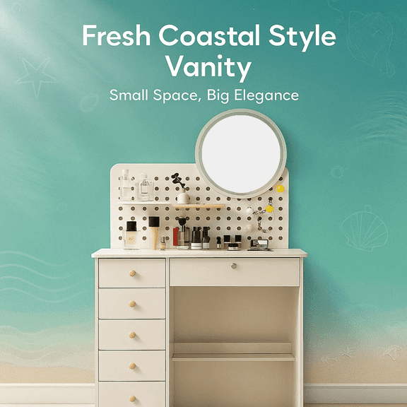 A Magical Dressing Table with Lighted Mirror and 6 Drawers, A Perfect Holiday Gift for Women, Creates A Cozy Bedroom Nook with Soft Glow and Stylish Storage, Celebrating The Season in Style