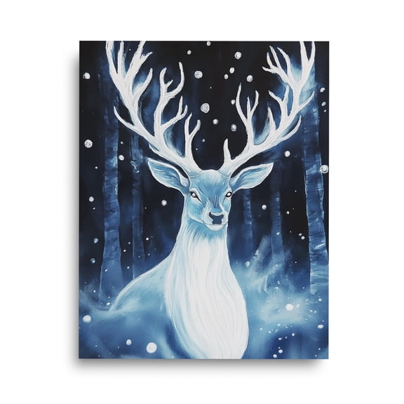 Magical Elk Print, Snowy Forest Wall Art, Enchanted Woodland Poster, Fantasy Wildlife Decor, Stag Artwork, Winter Animal Nursery Home Decor #3734, Unframed Poster Size 8x12
