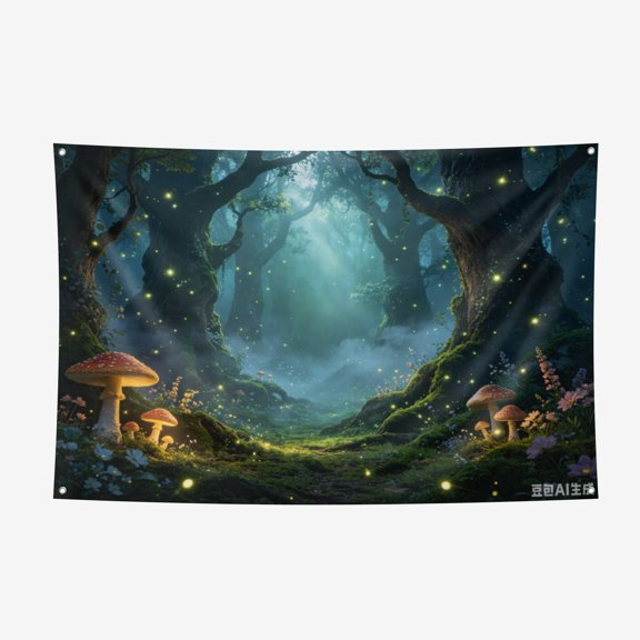 Magical Enchanted Forest Backdrop, Mystic Fantasy Woodland Scene Photo Background, Fairy Tale Kids Portrait Banner