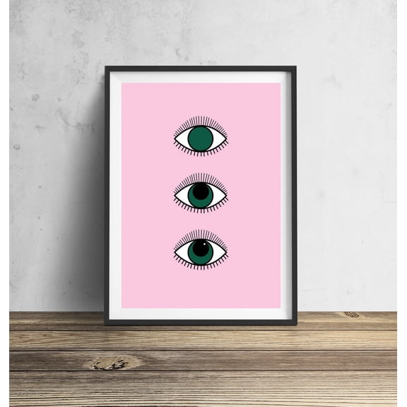 Magical Eye Boho Wall Art Poster, Pink Green Poster Eyelash Make Up Beauty Wall Poster, A5 A4 A3 Poster, Living Room Bedroom Decor, Unframed Poster Size 16x24