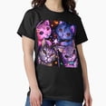 thumbnail image 1 of Magical Fantasy Cats Enchanted Feline Artwork Unisex T-Shirt, up to size 5XL, 1 of 2