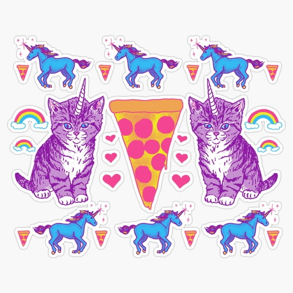 Magical Fantasy Kittycorn Flying Winged Rainbow Unicorn Cat Pastel Kitten Decal For Kids Bottle Sticker