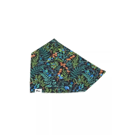 Aria the Fox Magical Fern Forest Breathable Polyester Quick-Drying Dog Bandana, Black, XL - 35in x 17in