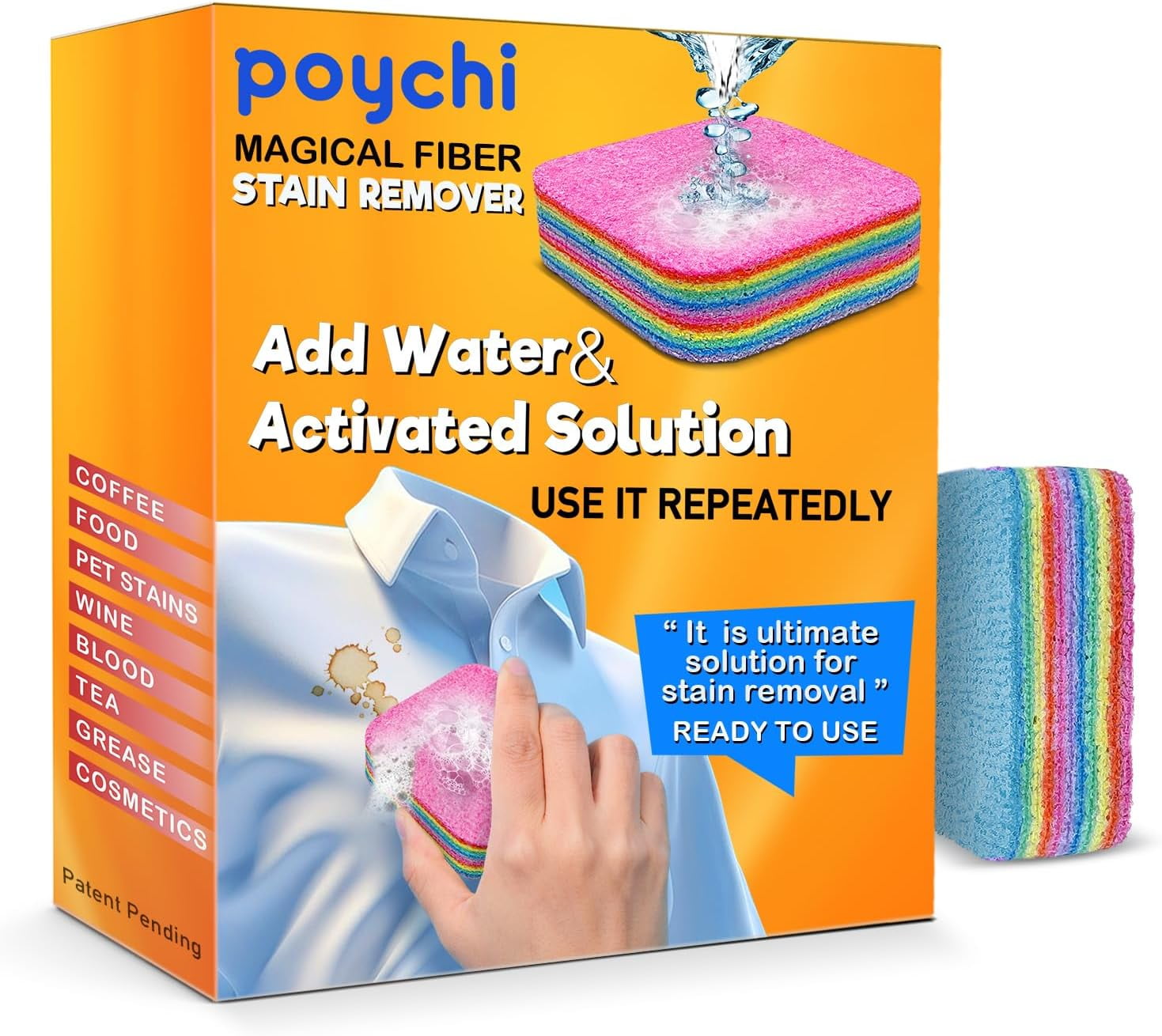 Magical Fiber Stain Remover Ready to Use, No Dry Cleaning Food, Grease, Coffee Off Laundry