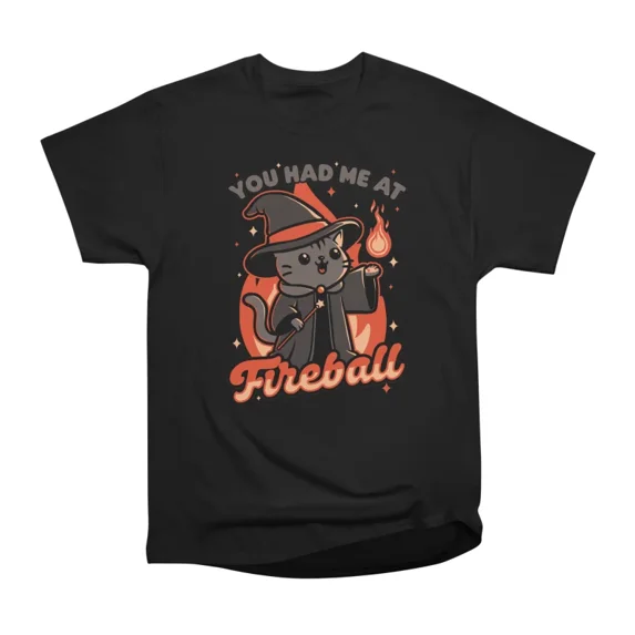 Magical Fireball Cat RPG Wizard Gift T-Shirt Tee Gift For Him Merch For Her Apparel For Fr