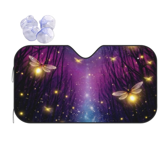Magical Firefly Forest Car Windshield Sun Shade Universal Fit Auto Sun Visor Protector