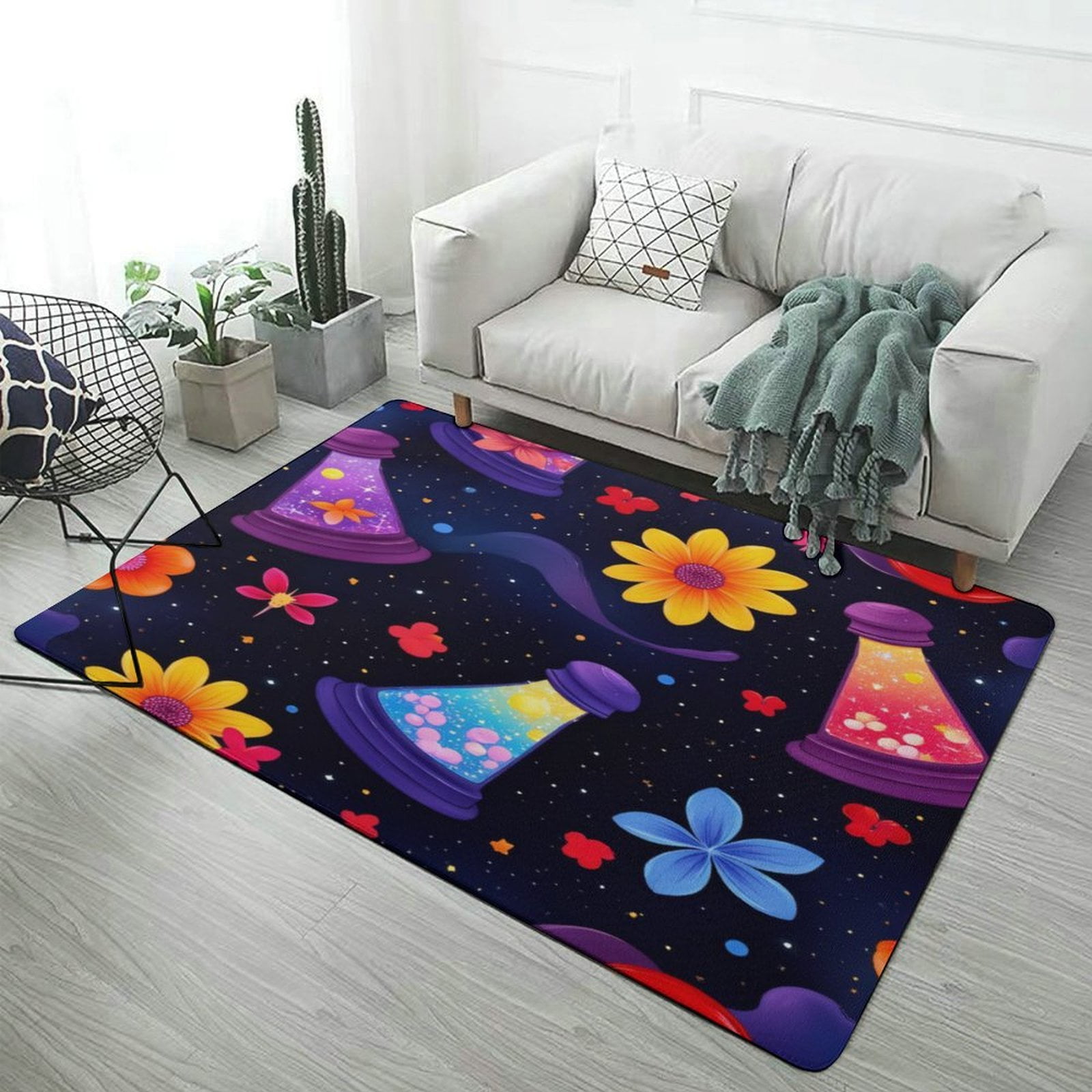 Magical Flowers And Bottles Pattern Carpet Style Living Room Bedroom ...