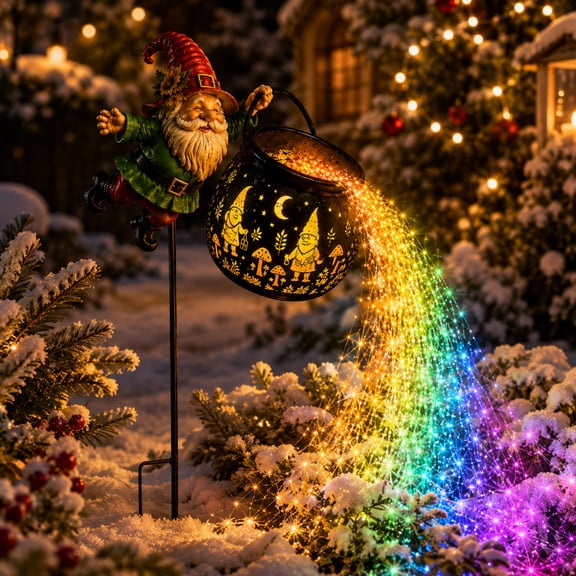 Magical Flying Dwarfs Cauldron Solar Garden Light, Halloween Outdoor Decorations, Whimsical Statue, Patio Yard Art, Funny Garden for Garden Patio Lawn Seasonal Home Decor