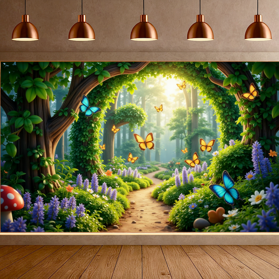 Magical Forest Backdrop Fantasy Woodland Spring Theme for Kids Party Event Decoration Photography