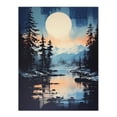thumbnail image 1 of Magical Forest Lake Sunrise in Blue and Orange Unframed Wall Art Print Poster Home Decor Premium, 1 of 5