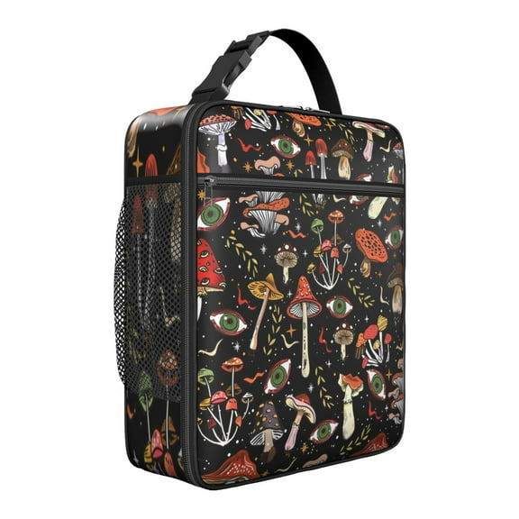 Magical Forest Mushroom Insulated Lunch Bag – Whimsical Fairy Tale and Boho Mushroom Pattern, Botanical Woodland Fungi Design, Durable Waterproof Thermal Cooler Tote for Stylish Carry