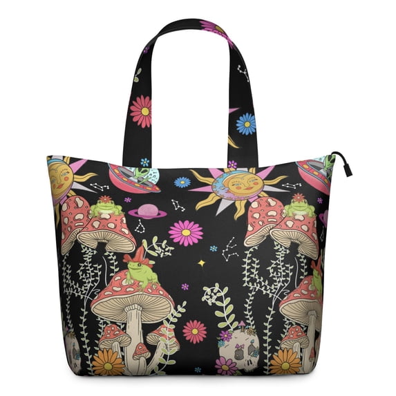 Magical Forest Mushroom Weekender Bag Fairy Tale Duffel with Boho Mushroom, Whimsical Cottagecore Fungi, Psychedelic Woodl Mushroom Trippy Gothic Aesthetic