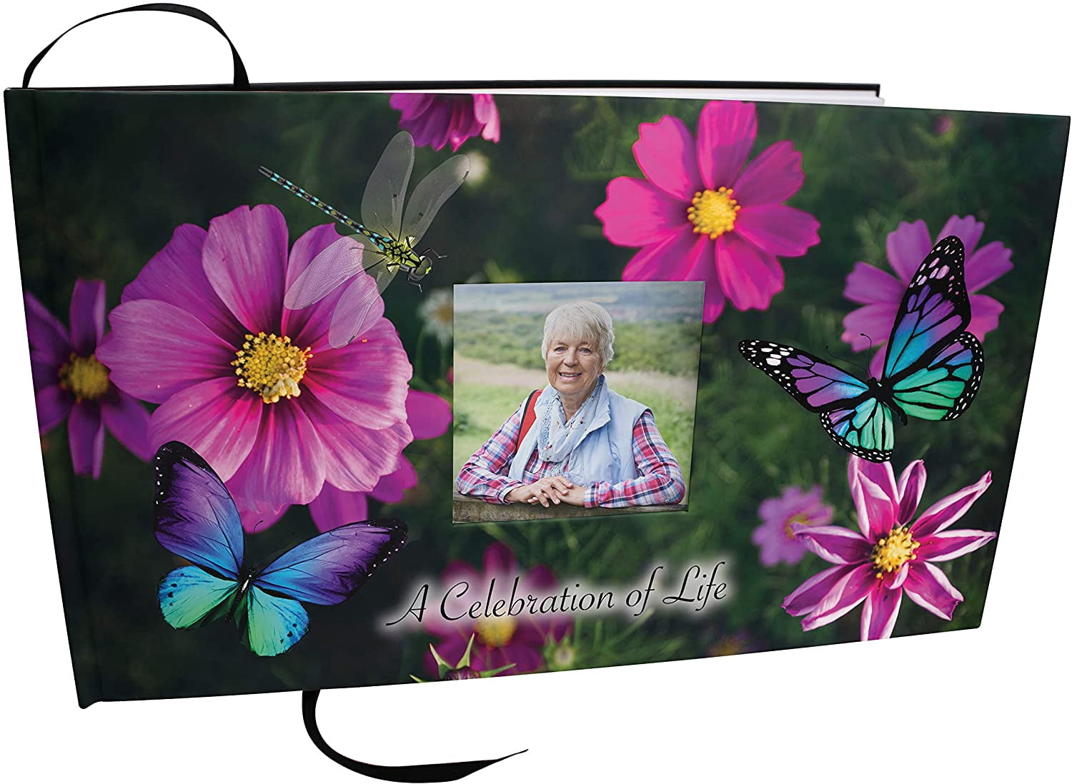 Magical Garden Matching Themed 'Celebration of Life' Guest Book for Funeral or Memorial Service Funeral Guest Book with Photo Slot