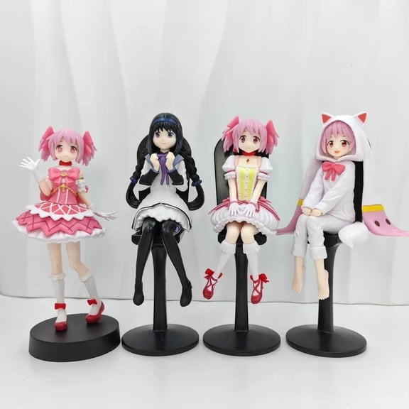 Magical Girl Anime Figurine, Cute Costume Collectible Character Statues, Detailed Painted Desktop Ornaments with Display Stands for Shelf & Gift