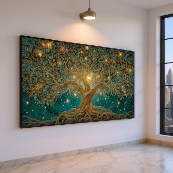 Magical Glowing Tree Fantasy Nature Wall Art Illuminated Branches Enchanted Forest Decor Mystical Home Decoration
