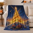 thumbnail image 1 of Magical Golden Christmas Tree Wrapped Presents Holiday, Festive Holiday Scene, Warm Flannel Blanket for Living Room and Family Room, Art Lovers Christmas Gift, Festive Home Decor, 1 of 9