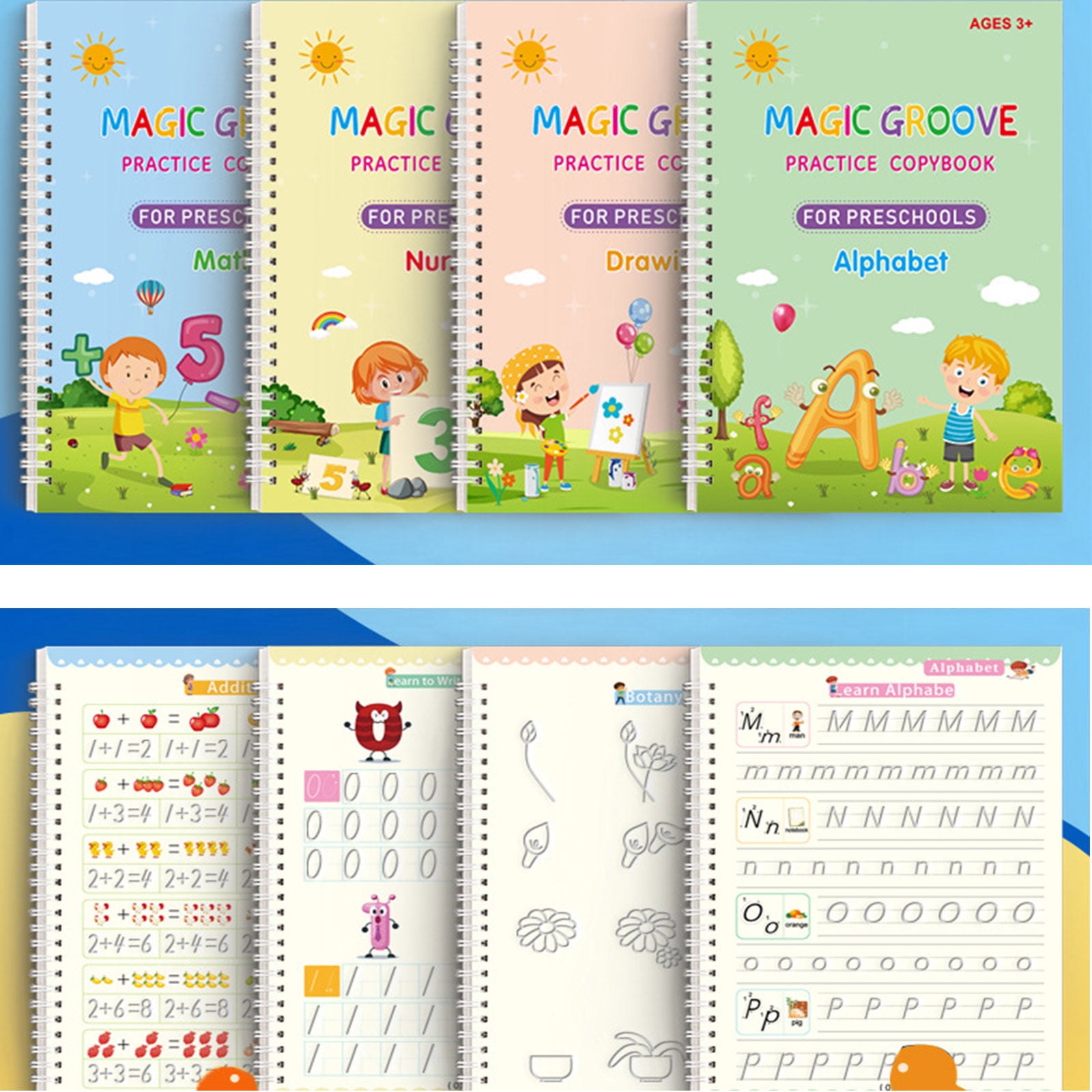 Nirmal Practice Handwriting English Reusable Magical Ink Tracing Letter  Writing Book for Kids Preschools - 4 Pieces