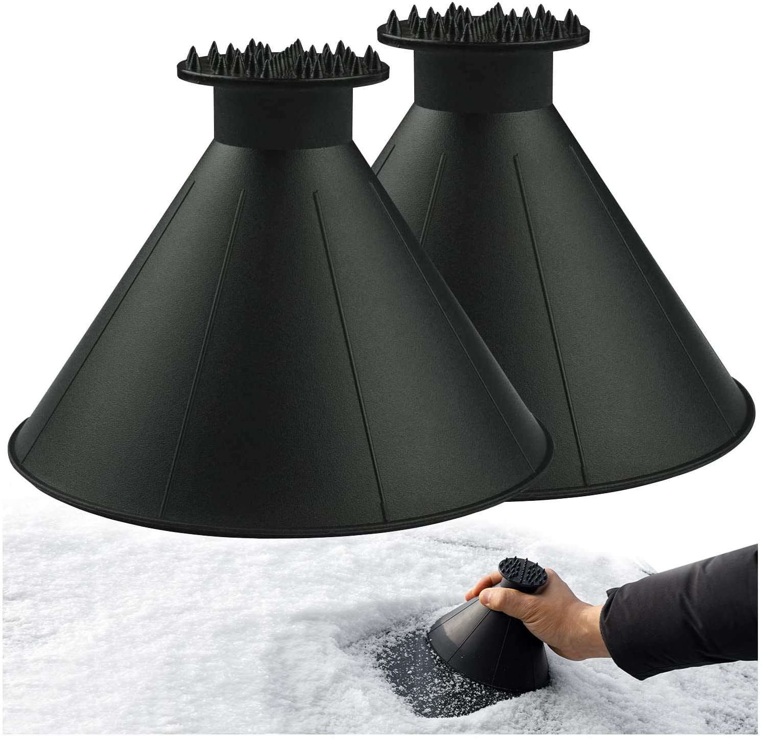 Magical Ice Scrapers for Car Windshield 2 Pack Cone Magic Car Ice