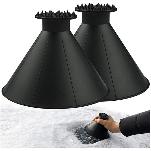 Magical Ice Scrapers for Car Windshield - 2 Pack Cone Magic Car Ice Scraper with Funnel, Round Snow Scraper
