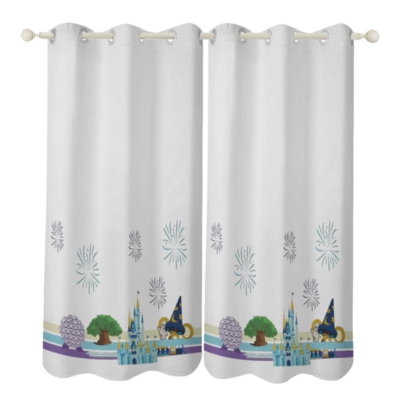 Magical Kingdom Blackout Curtains Window Drapes Room Darkening Thermal Insulated Grommets Blackout Curtains, for Living, Dining, Bedroom,2 Panels
