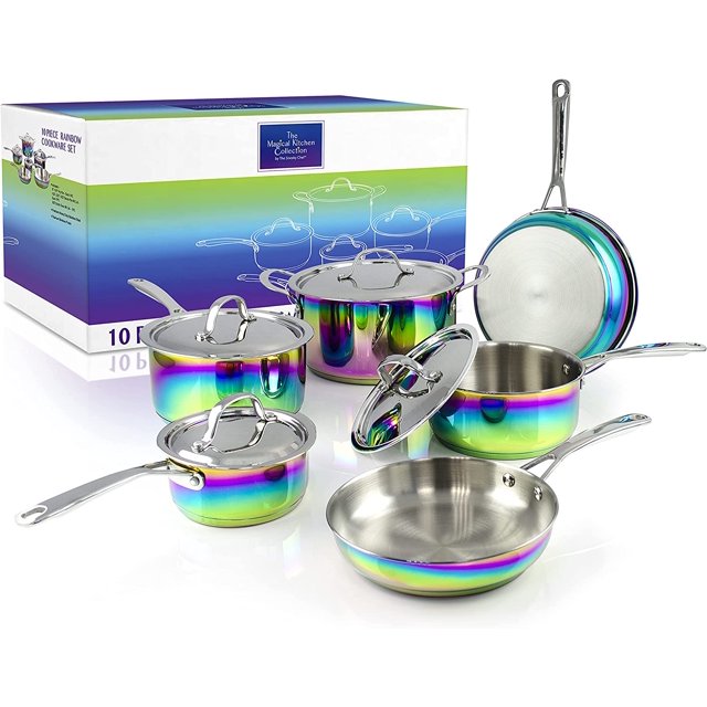 Magical Kitchen Collection Iridescent Rainbow Cookware Set Premium