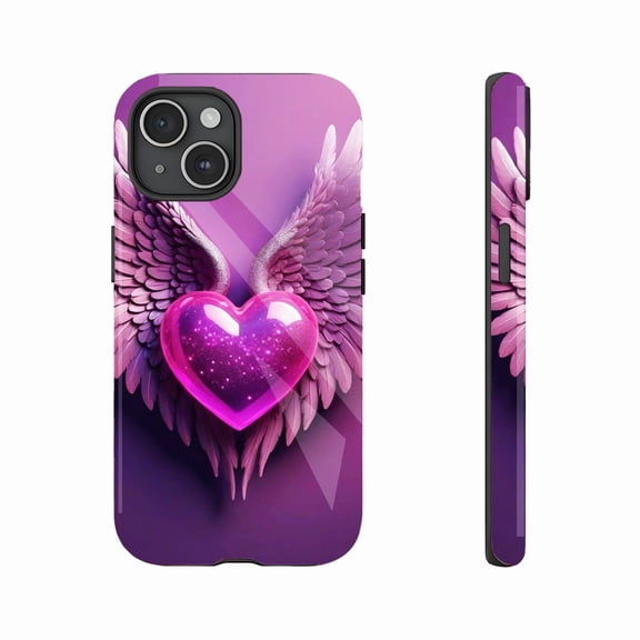 Magical Love Angel Wings Heart iPhone Case for Valentine’s Day Couples Gift Compatible with iPhone 11/12/13/14/15/16 (Pro Max/Plus)