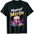 thumbnail image 1 of Magical Merlin Black T-Shirt with Milkshake Graphic in Space, 1 of 5