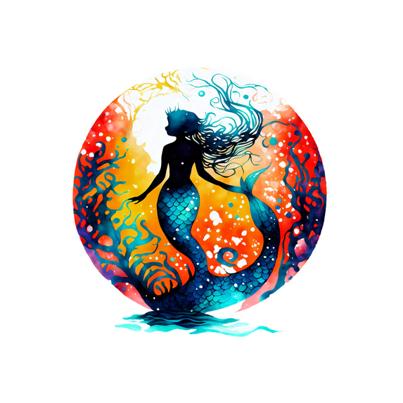 Magical Mermaid Edible Cake Topper- 1/4 Sheet