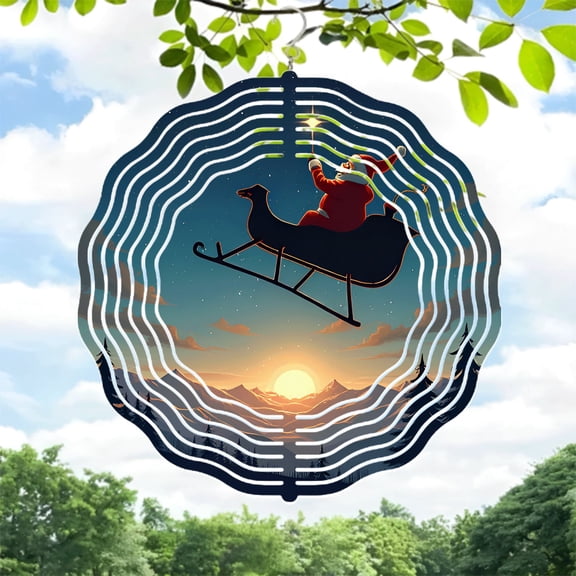 Magical Metal Hanging Wind Spinners - Festive Concentric Circular Patterns for Yard & Garden Decor Perfect Wind Chimes for Holiday Spirit